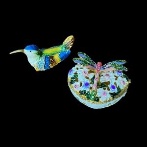 Dragonfly and hummingbird trinket boxes